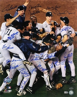 1998 World Champion New York Yankees Team Signed 16x20" Celebration Photo with 21 Signatures Including Derek Jeter, Mariano Rivera, and Joe Torre (MLB Authenticated & Steiner)